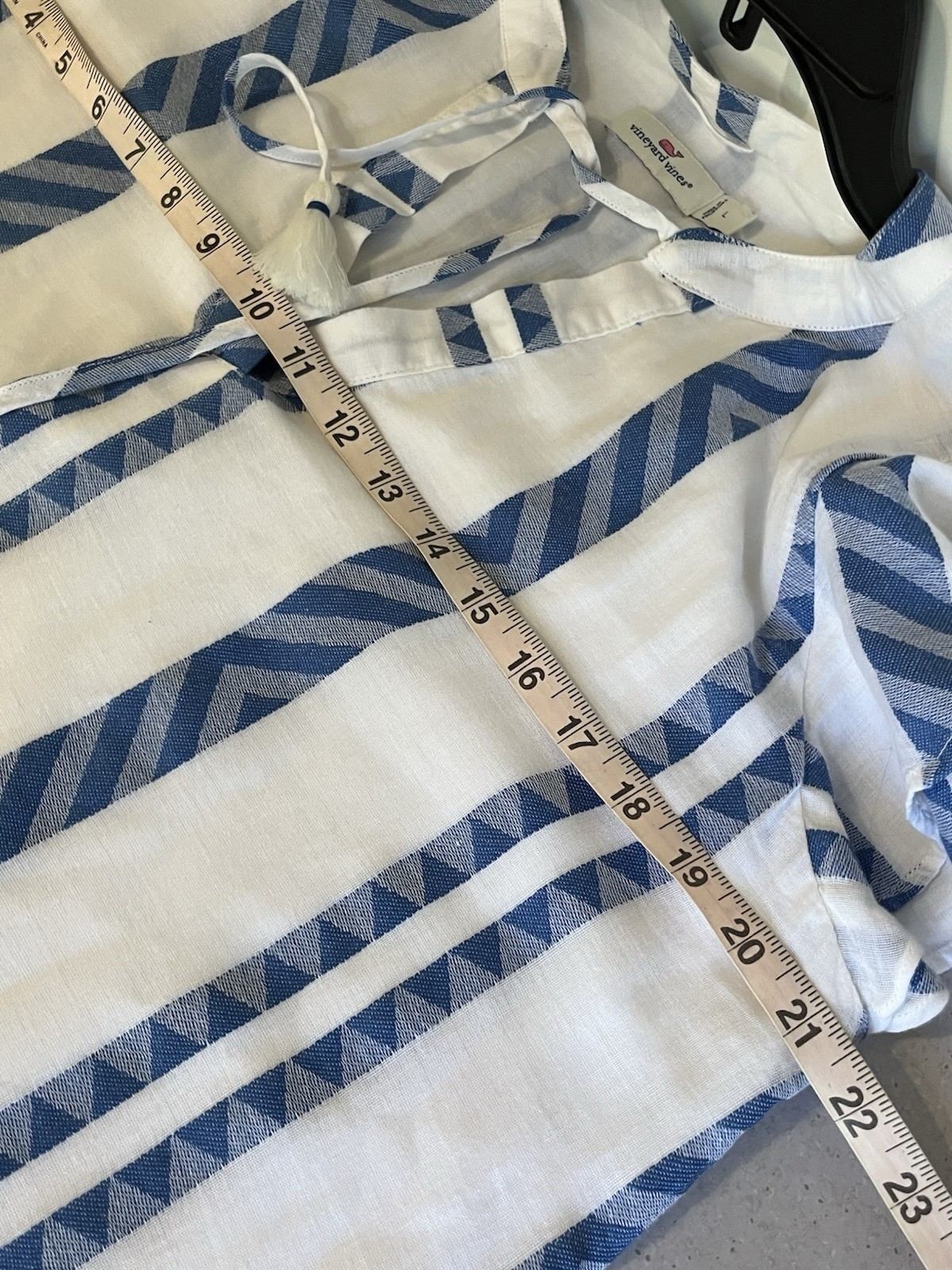 Vineyard Vines Harbor Performance Dress Women’s L White Blue Tunic Preppy Beach