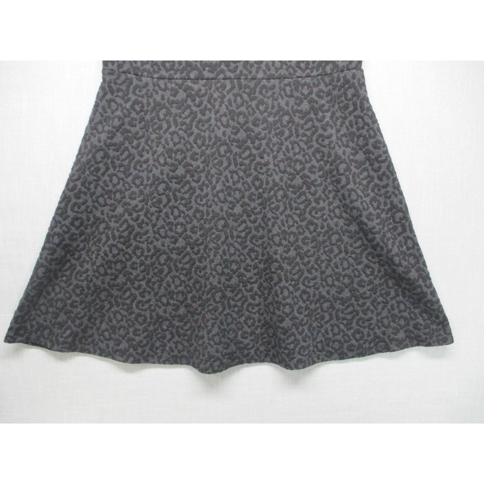 LOFT Dark Grey Black Leopard Print Modern Chic Trendy A Line Mini Dress Size 14
