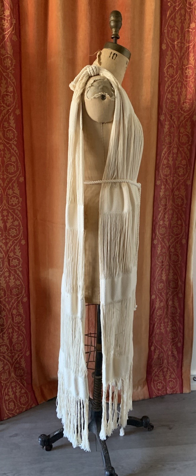Hand Wovan Macram Cover Up Cotton Dress With Fringes Handmade Mexico