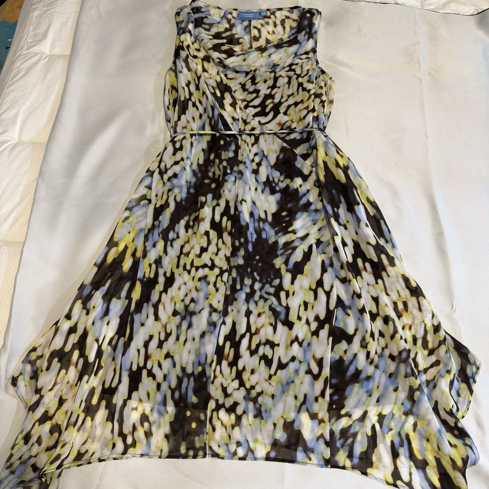 Simply Vera Vera Wang Women’s M Abstract Cowl Neck Chiffon Fit & Flare Dress