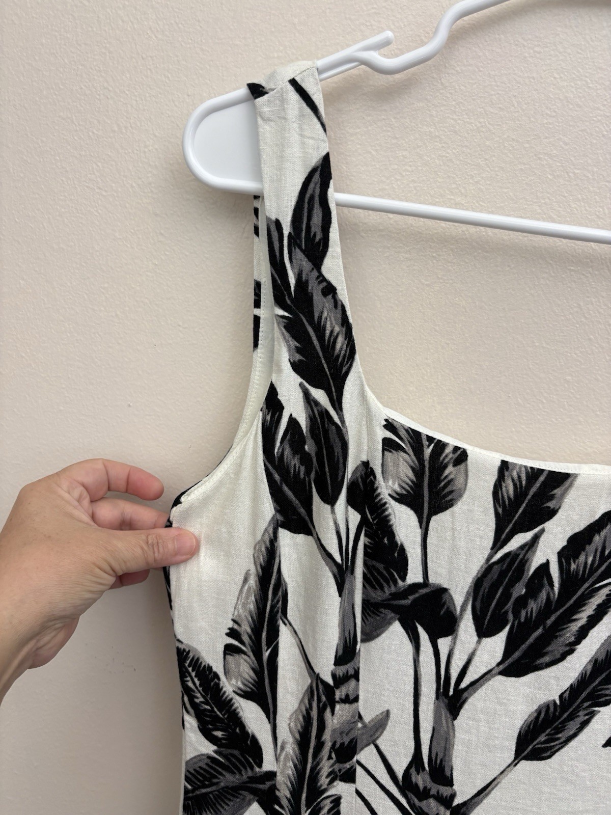NWT Rachel Zoe Linen Blend Palm Print Fit Flare Midi Dress Size 8 Summer Resort