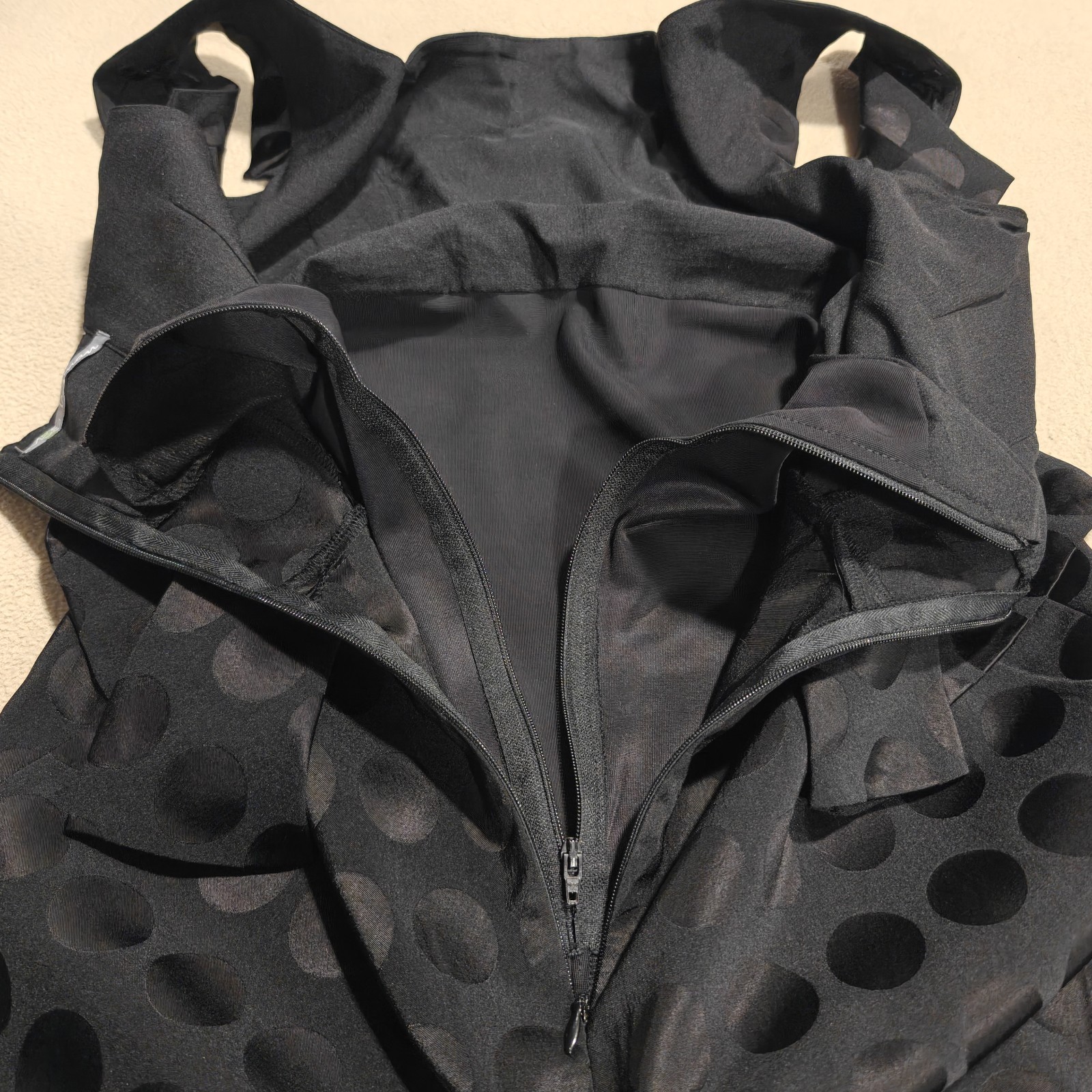 Size 12 M&S Marks and Spencer Black Polka Dot Peplum Pencil Formal Dress