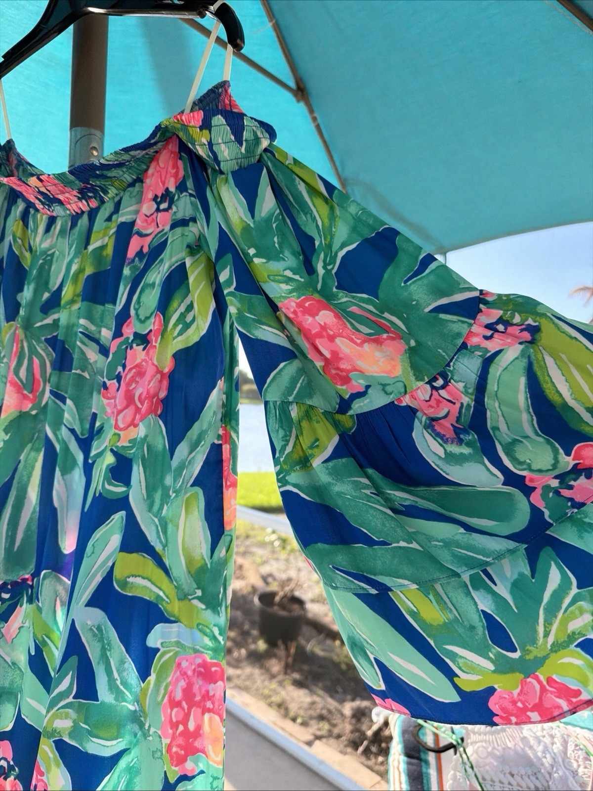 Lilly Pulitzer Tobyn Tunic Dress Womens XL Gypset Paradise Floral Off Shoulder