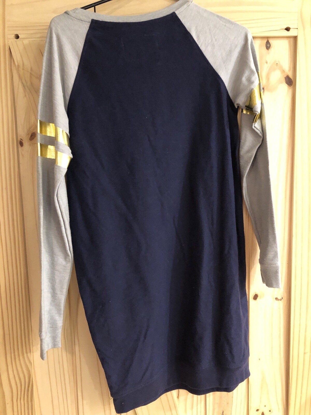 True Religion Cotton Blend Long Sleeve Graphic Shirt Dress Knee Length XS NWT