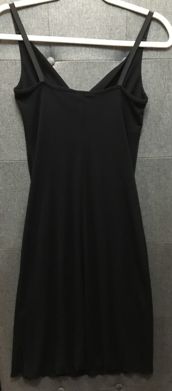 ESPRIT Black Slip Dress (SMALL) Vintage Y2K Stretch Elastic Straps Sequin Flower