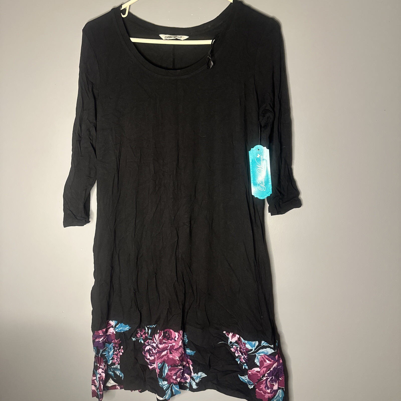 The Pioneer Woman 3/4 Sleeve A-Line Dress Black/Floral *NWT* SMALL