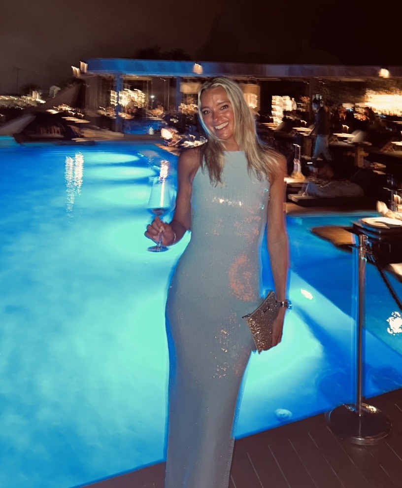 Rare London racer neck sequin midi dress light Blue Size 6