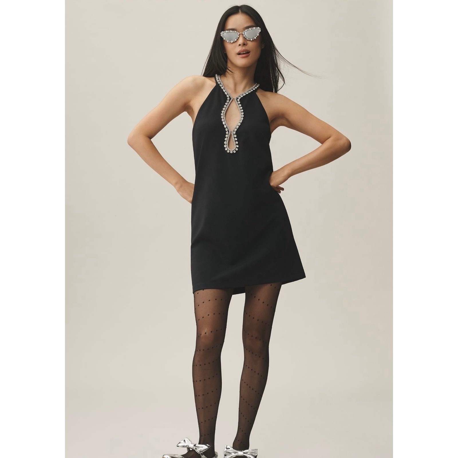 NWT❤️Maeve Sleeveless Rhinestone Cutout MiniDress szL