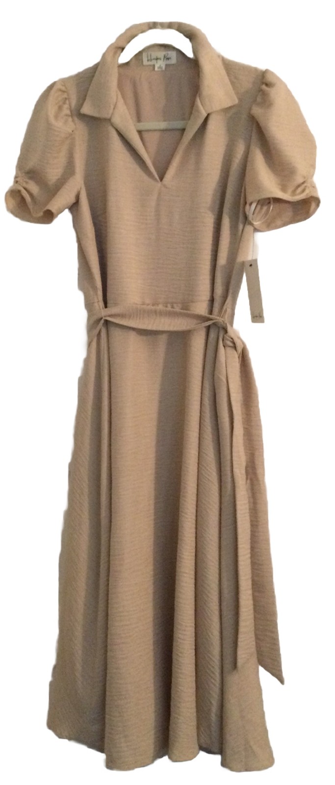 Harper Rose Dress Size 4 Tan Womens With Short Sleeves And Belt NWT
