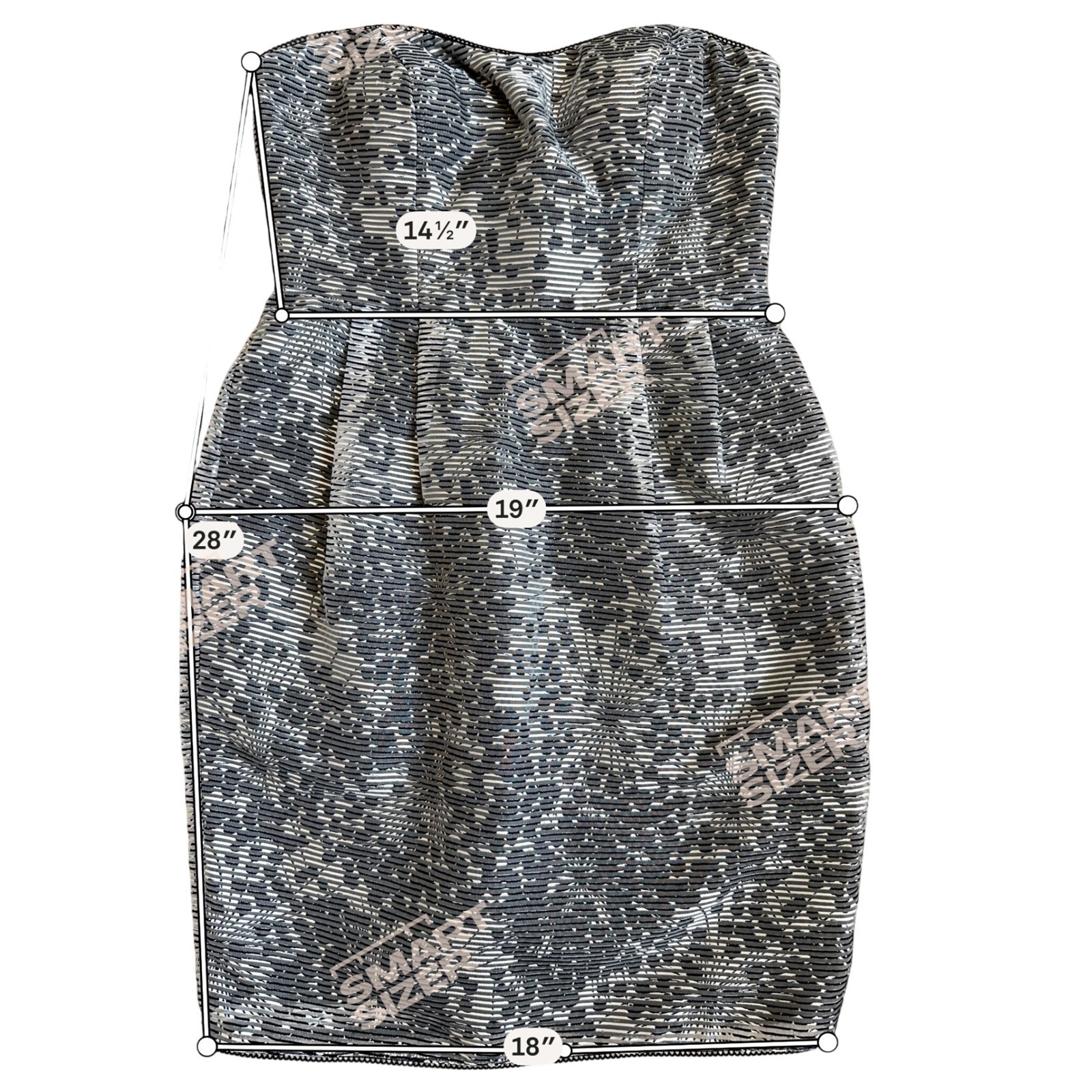 Adrianna Papell strapless sheath dress sweetheart print with puff hem Cocktail