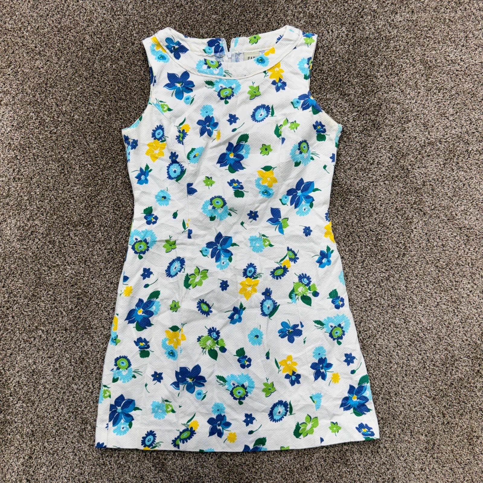 Gap Womens Vintage Style Floral Shift Dress White Blue Green Cotton Size 4