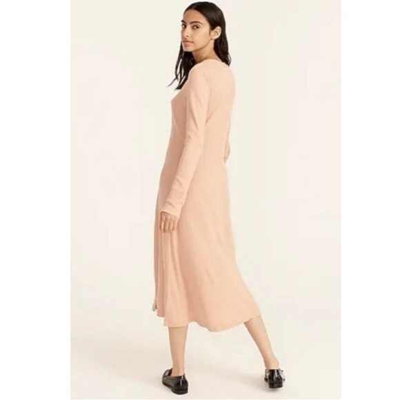 NWT J. Crew Ribbed Stretchy Knit Button-Up A-Line Midi Dress Camel Small