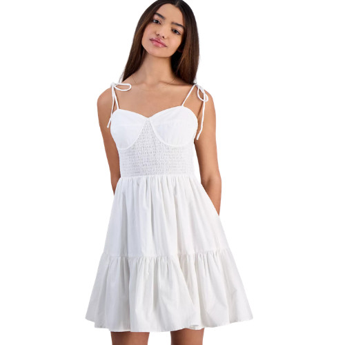 14th Place White Cotton Mini Sundress Juniors Size XL Fit Flare Ribbed NWT