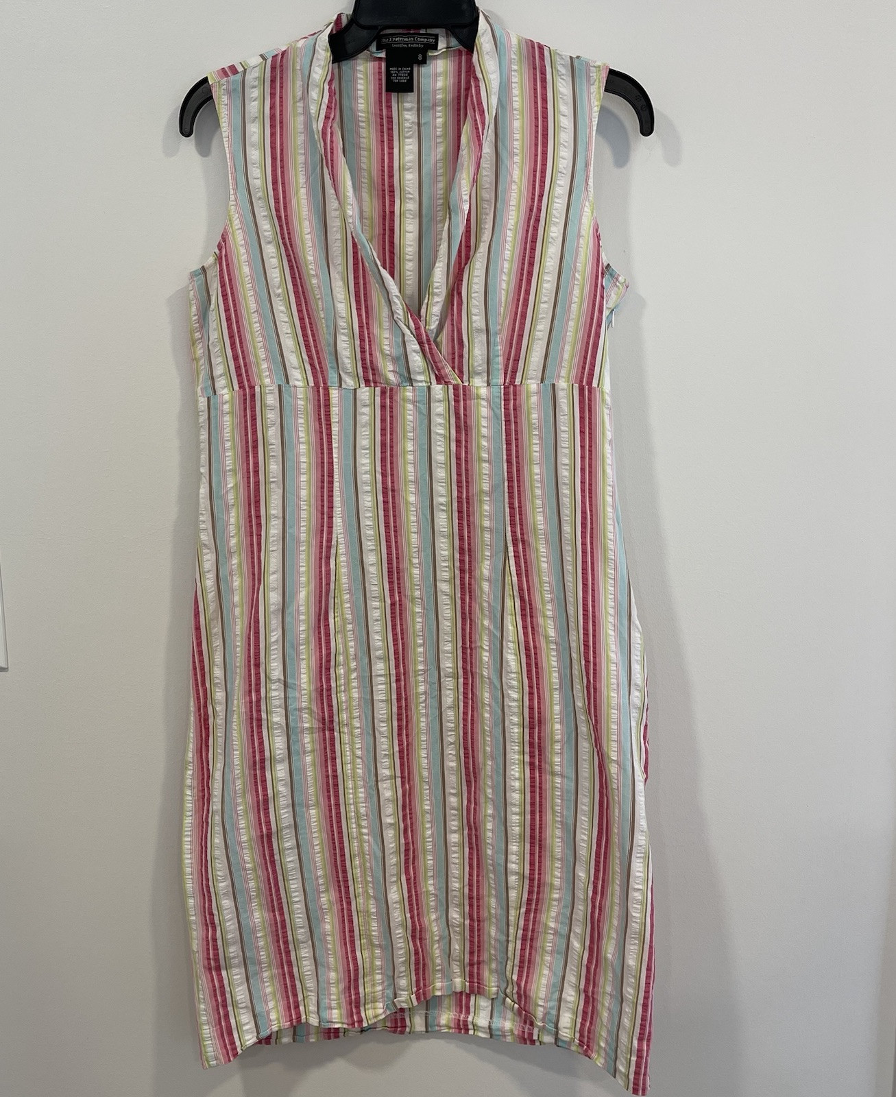 J. McLaughlin Size 8 Gauze Cotton Striped Dress Colorful Spring Summer
