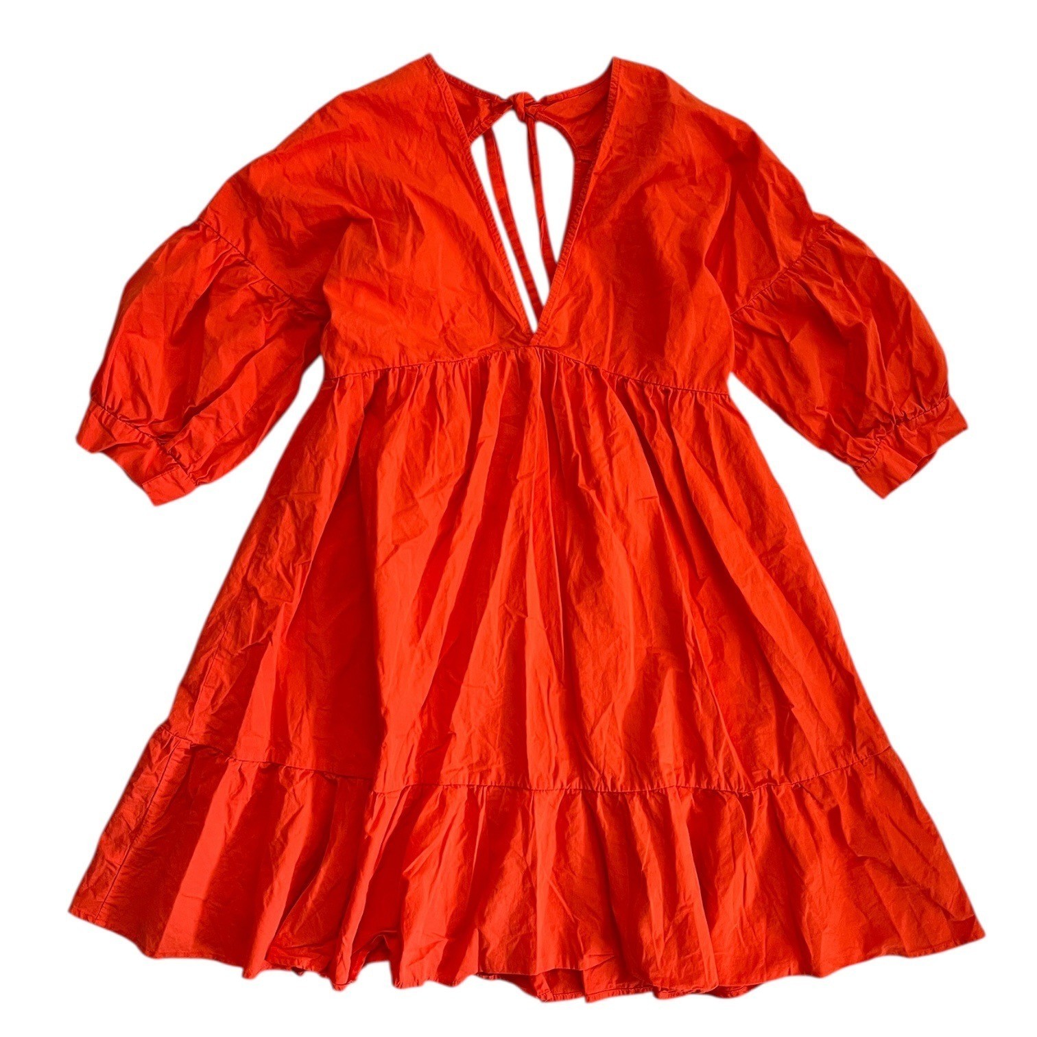 Touche Babydoll Tiered Mini Dress Orange Size XS Maximalist Cottagecore