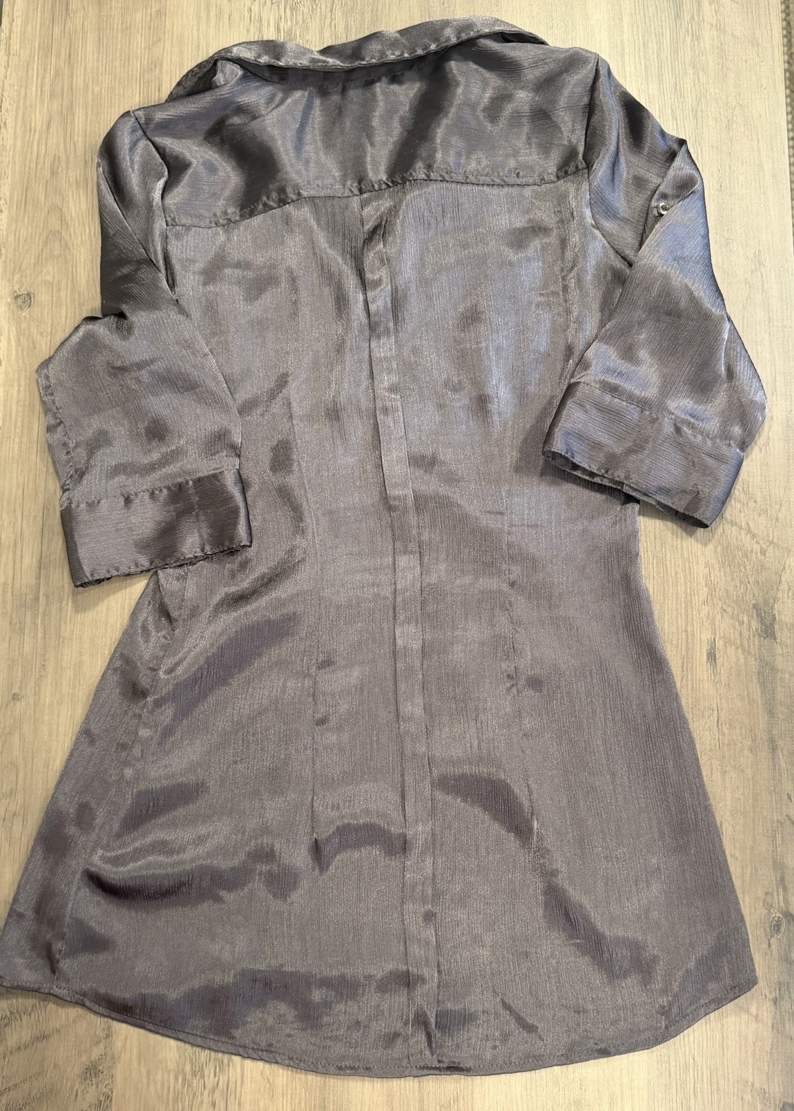 Mandee Women’s Gray Solid Button-Front Collared Shirt Dress, Size S, Knee