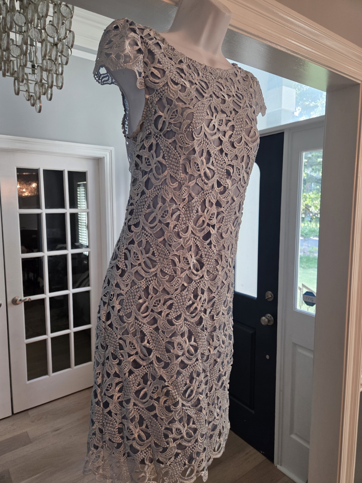 Alice + Olivia Blue Lace Open Back Mini Dress – Sz 4