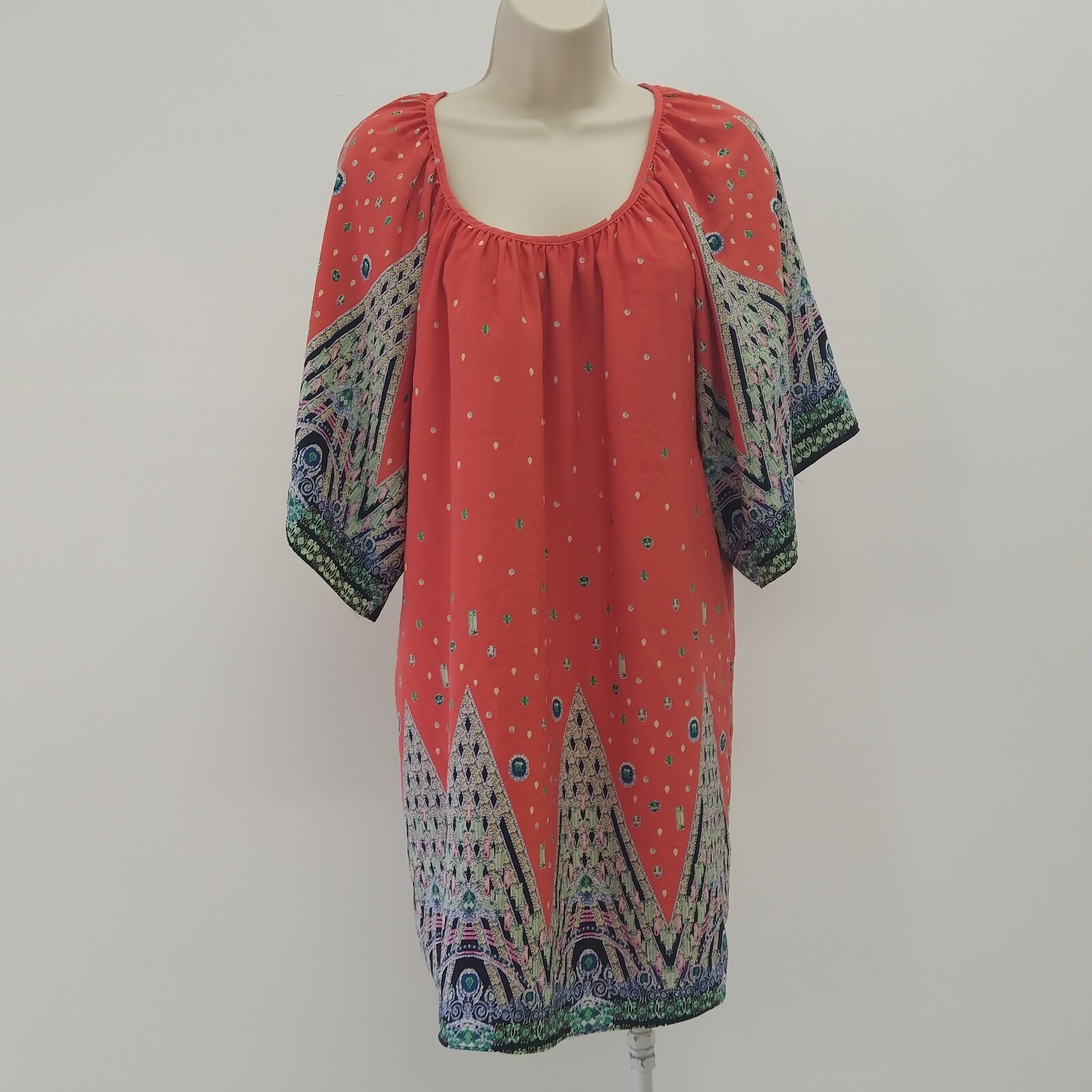 Voom By Joy Han Dress Womens Small Red Green Blue White Short Sleeve Ladies