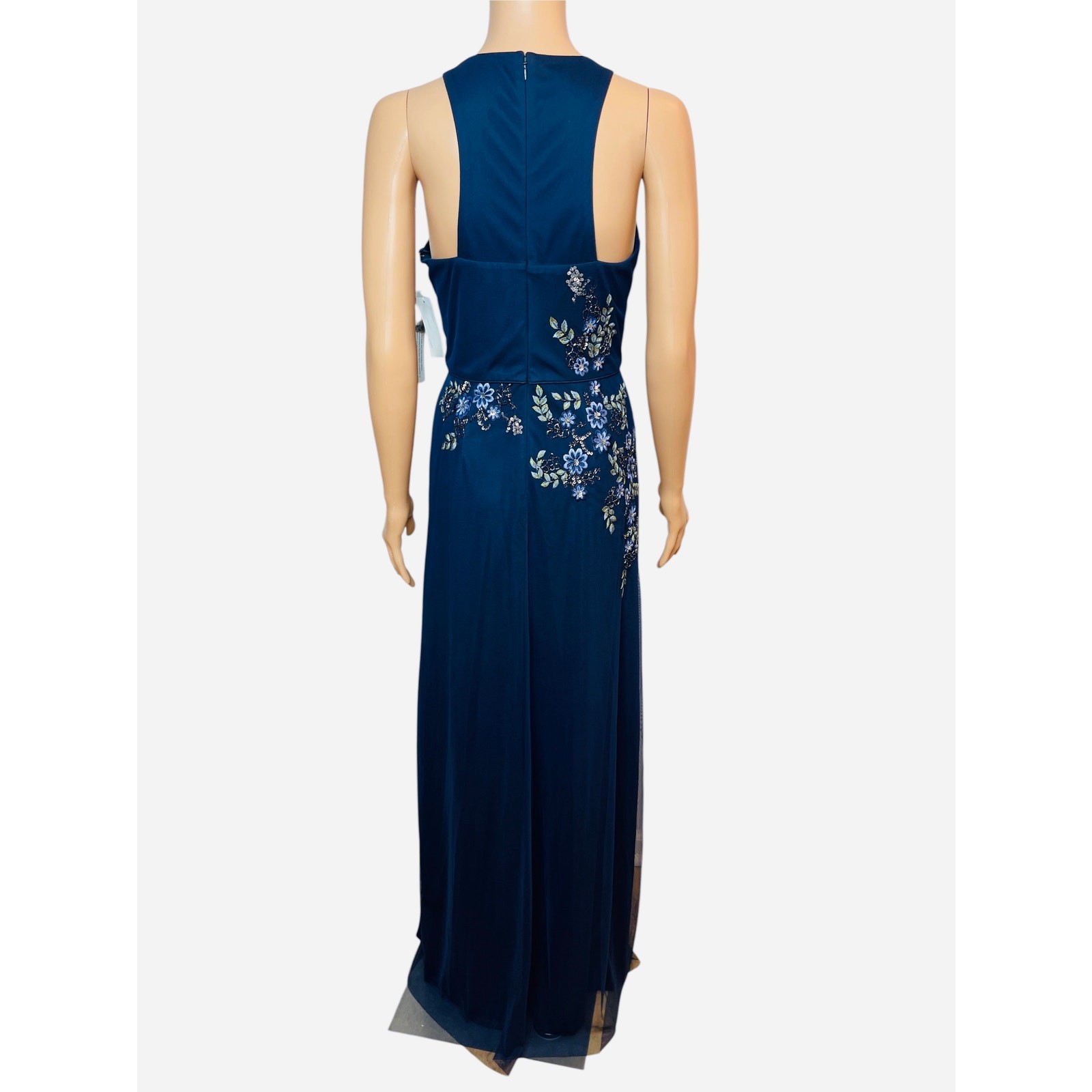 Aidan Mattox Embellished Floral-Embroidered Column Long Gown size 8 NWT