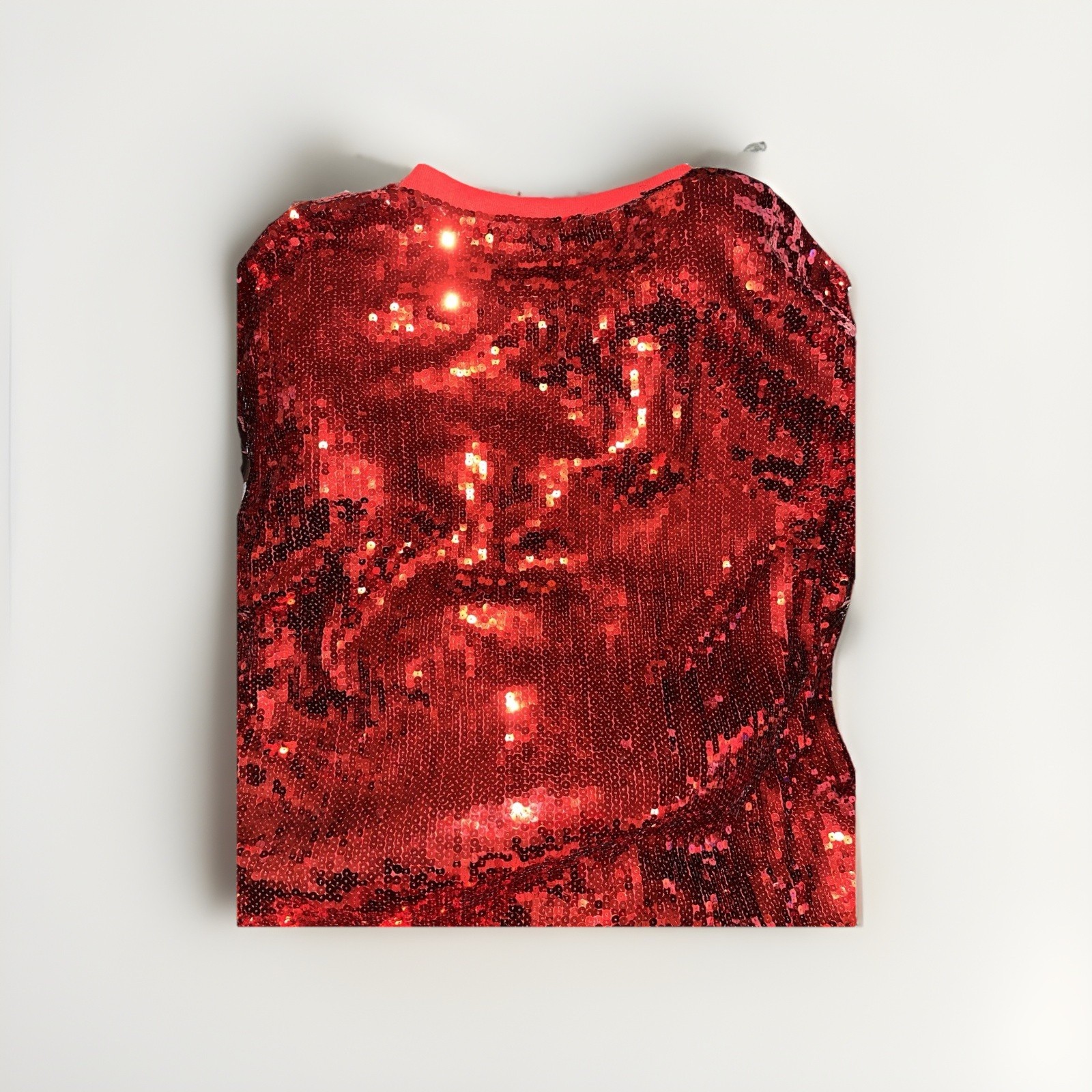 ROCKSTAR ORIG Game Day Red Sequin Mini Dress Football Jersey Oversized Sz OS