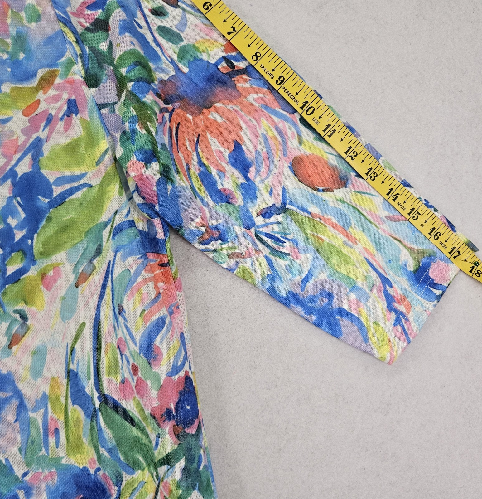 Shana Shift Dress Womens Medium Multicolor Floral Art To Wear 3/4 Sleeve Pockets