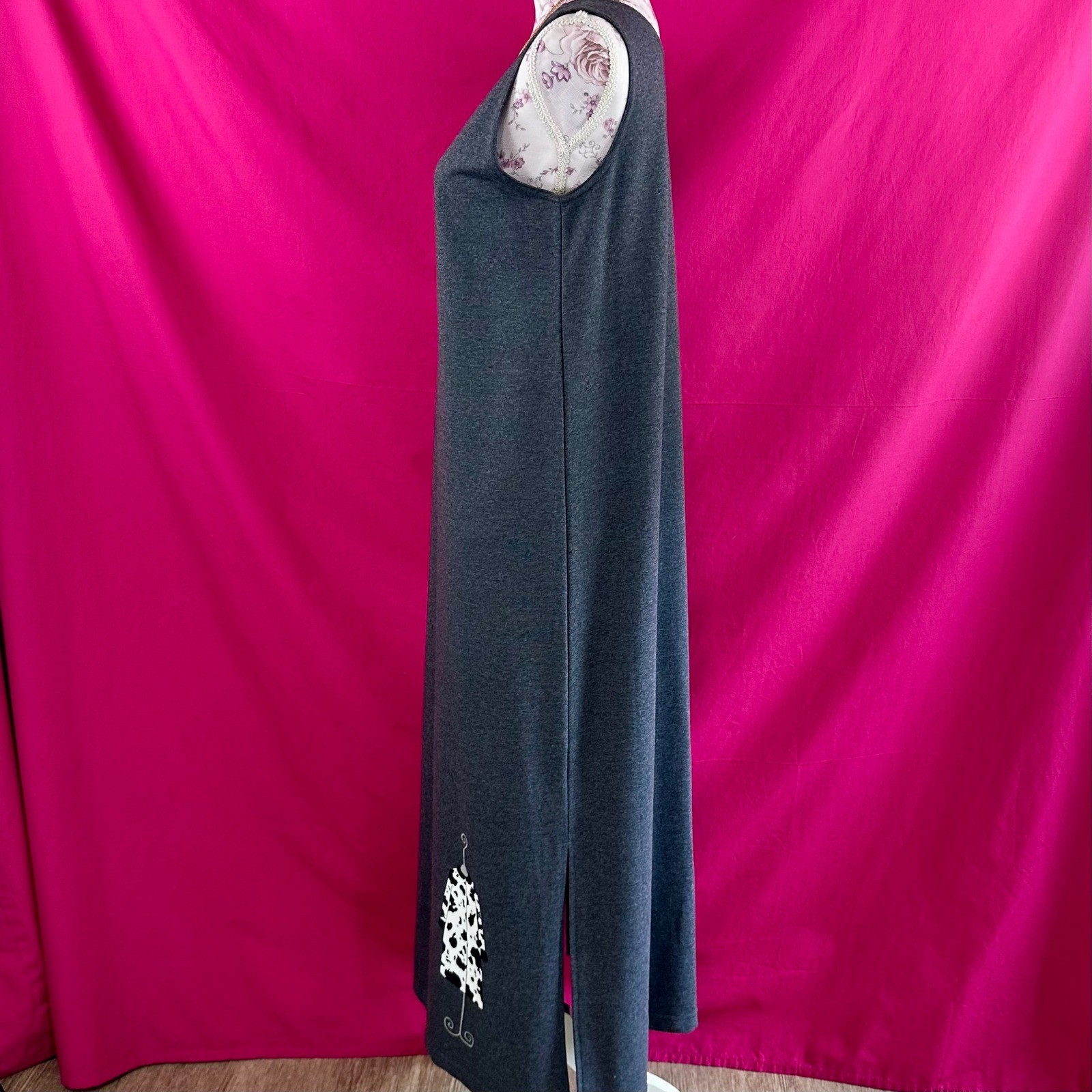 2 Piece Set Graphic Maxi Long Dress Cardigan Gray Fashion Artsy Novelty S Cite
