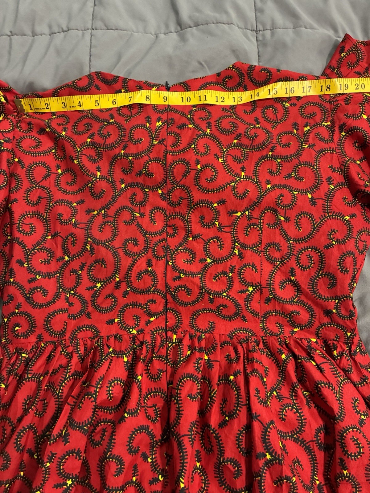 Handmade Ankara African Wax Print Formal Ocassion Dress Red Flutter Sleeve XL