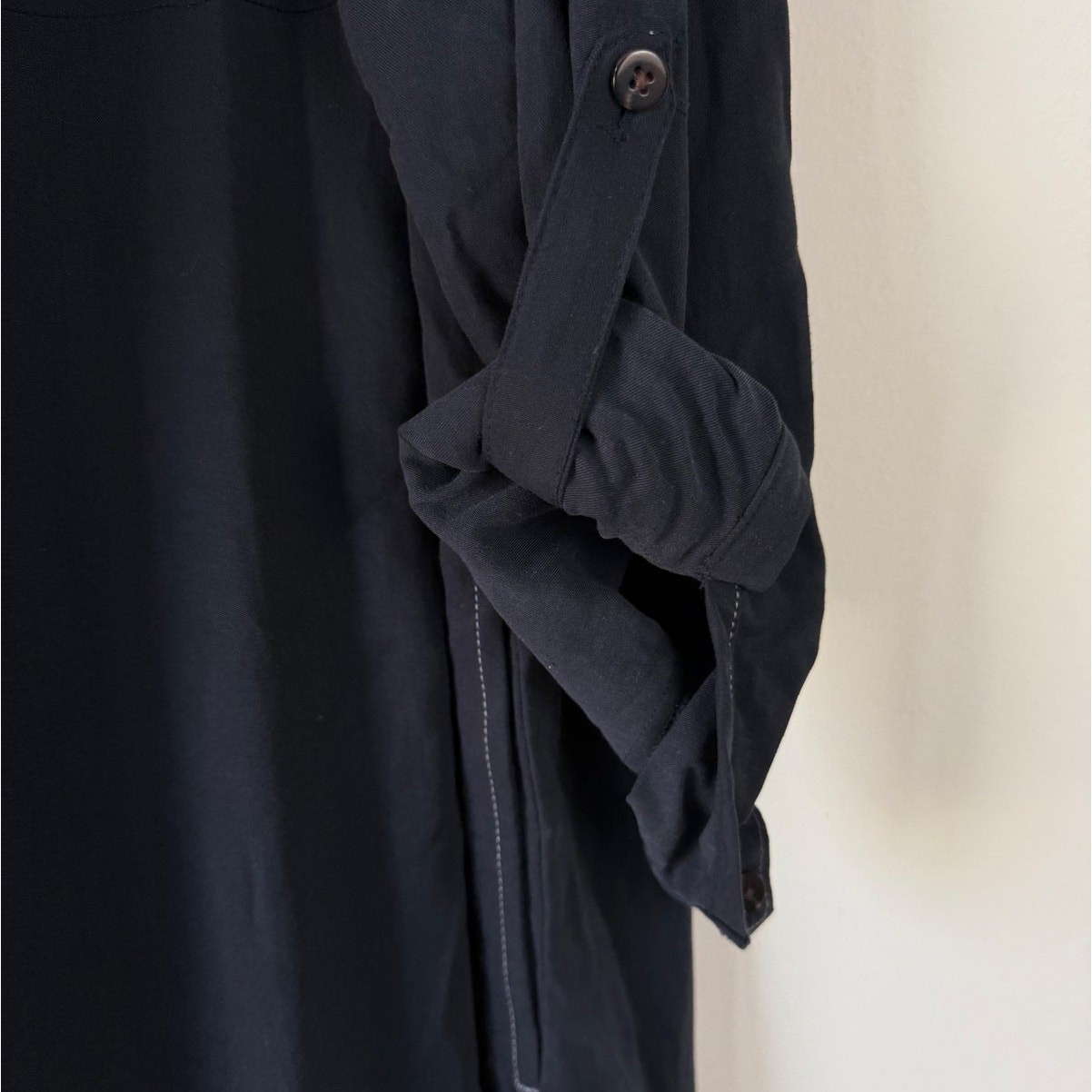J. Jill Navy Button Down Maxi Shirt Dress Capsule Everyday Modern Minimalist XL