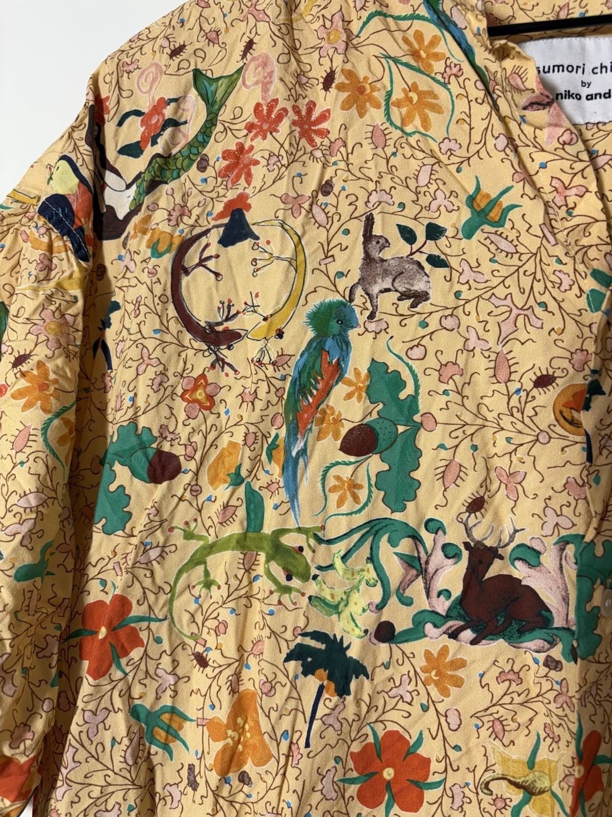 Tsumori Chisato x Niko and … Collab Shirt Dress Tropical Animals Nature Sz L