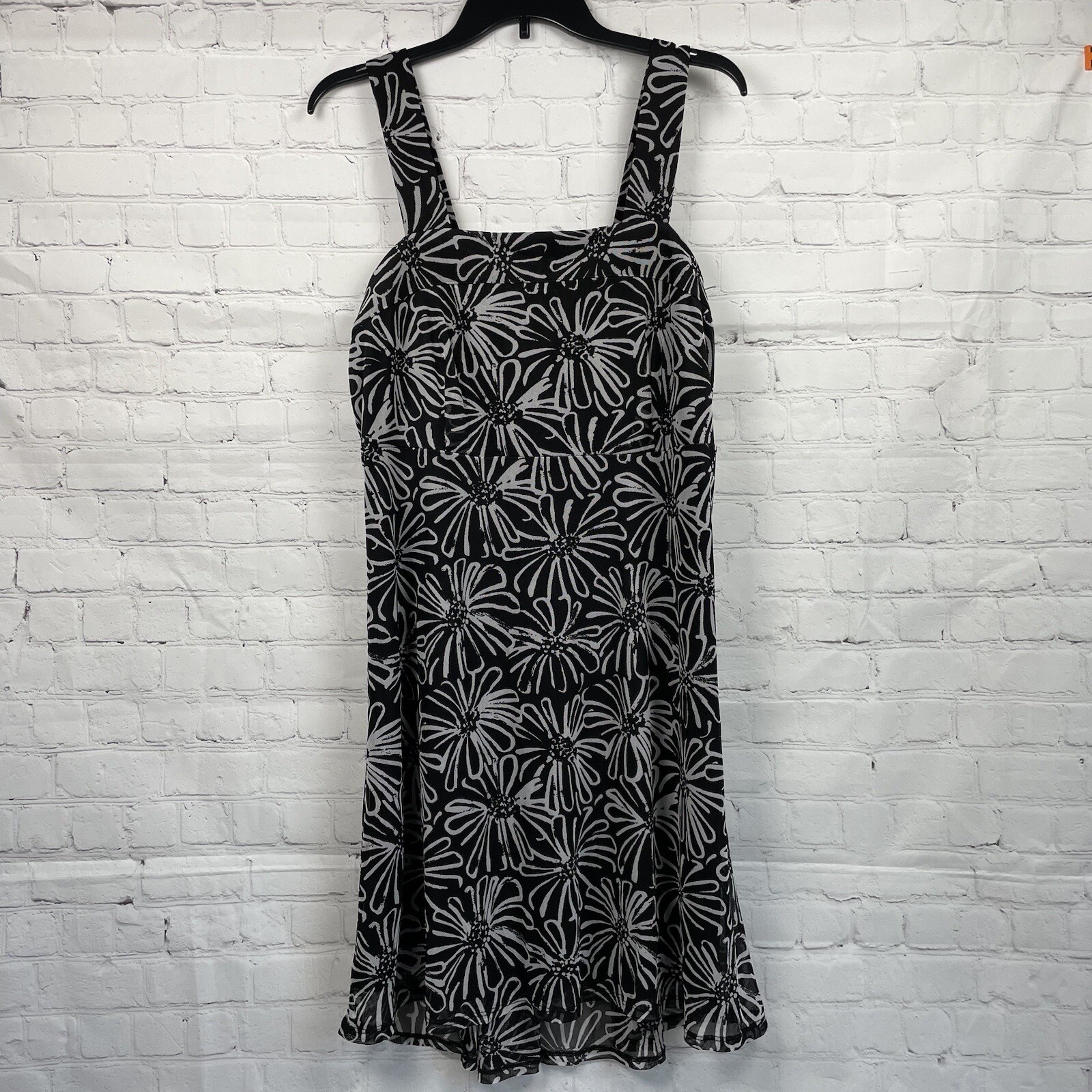 Harper 241 Sheer Floral Tank Top Dress Black and White Size 8