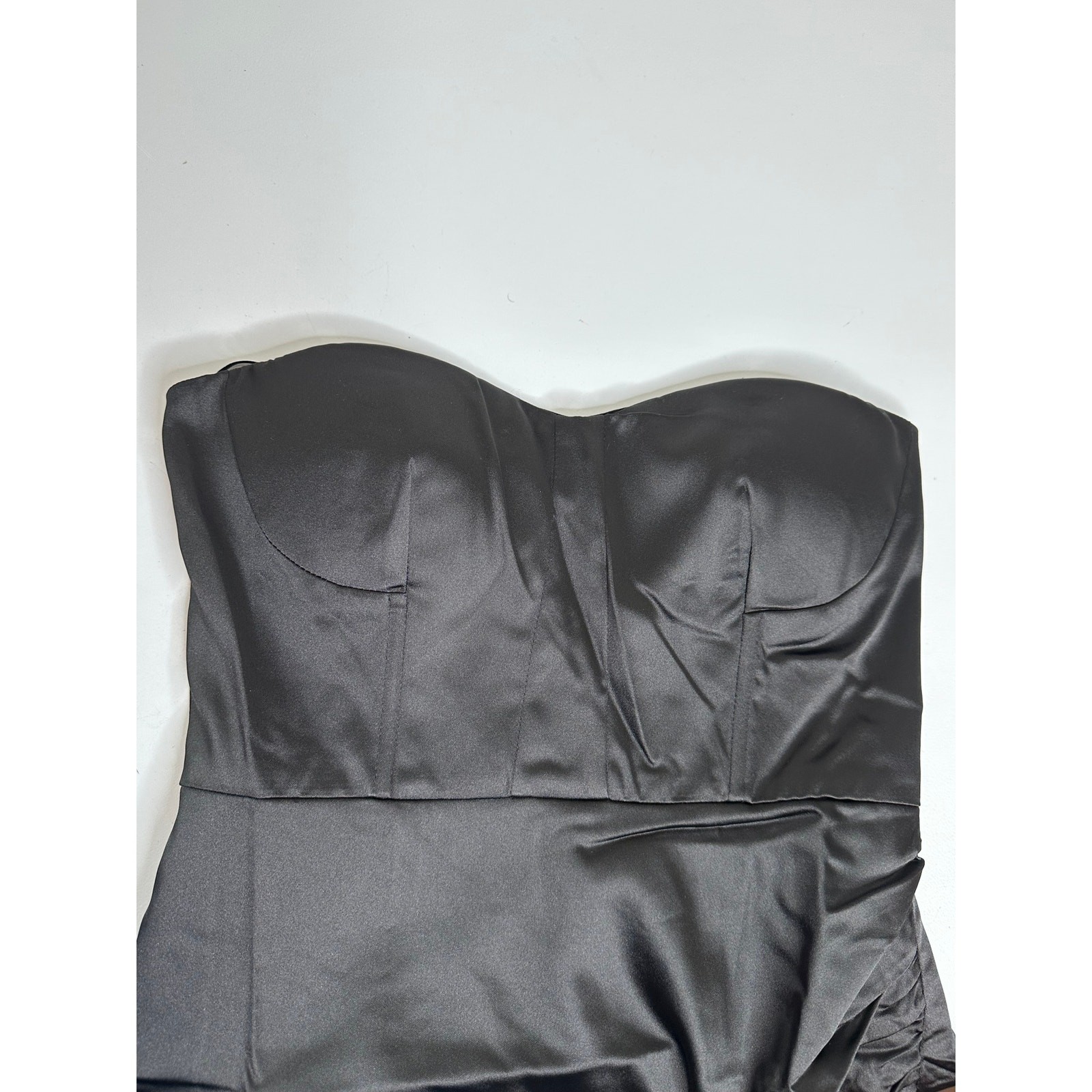 Naked Wardrobe The Statement NWT Mini Dress S Black Satin Bustier Strapless