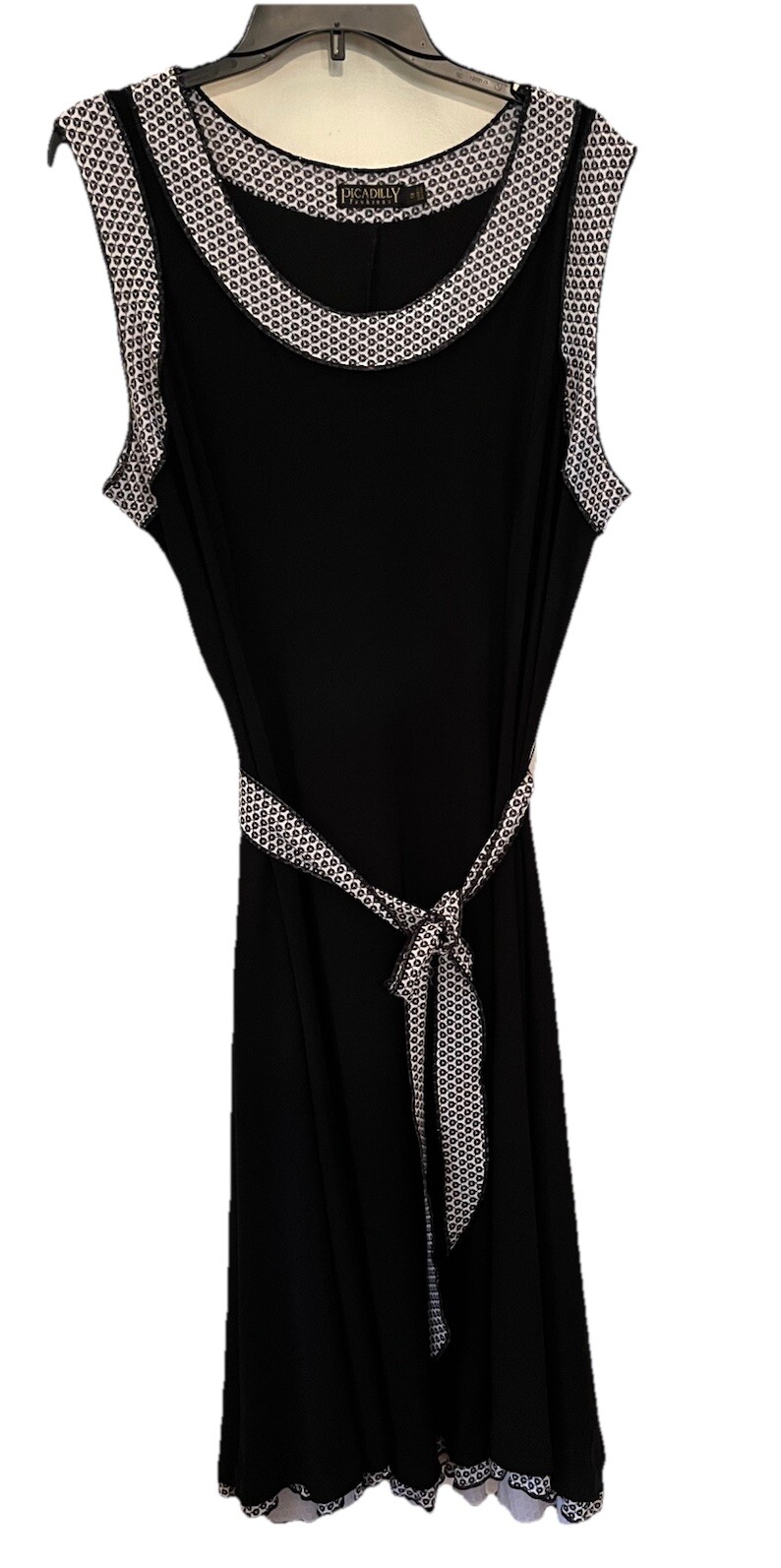 Black/White 1X Maxi Sleeveless Ruffle Hem Dress w/ Jacket Picadilly Fashion EUC