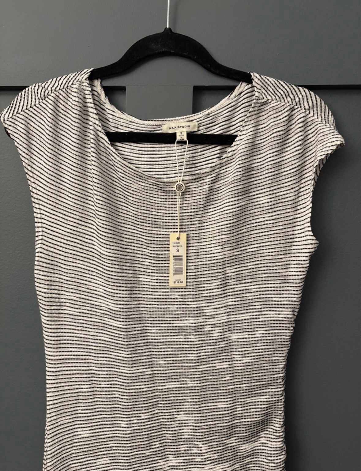 NWT Max Studio Small Asymmetrical Sleeveless Dress Rayon Blend Black & White