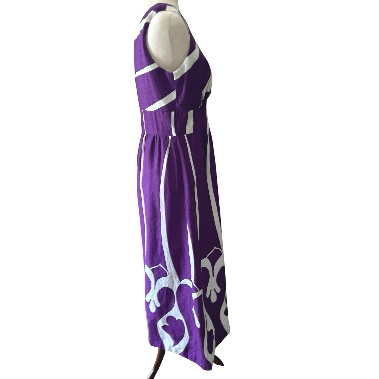 1960’s 70’s Malihini Hawaii Cotton Barkcloth Maxi Summer Dress Size 6 Aloha