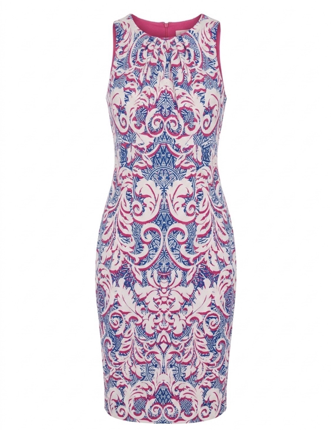 London Times Ivory/Blue/Pink Dress Women’s Size 4 Sleeveless,Excellent Condition