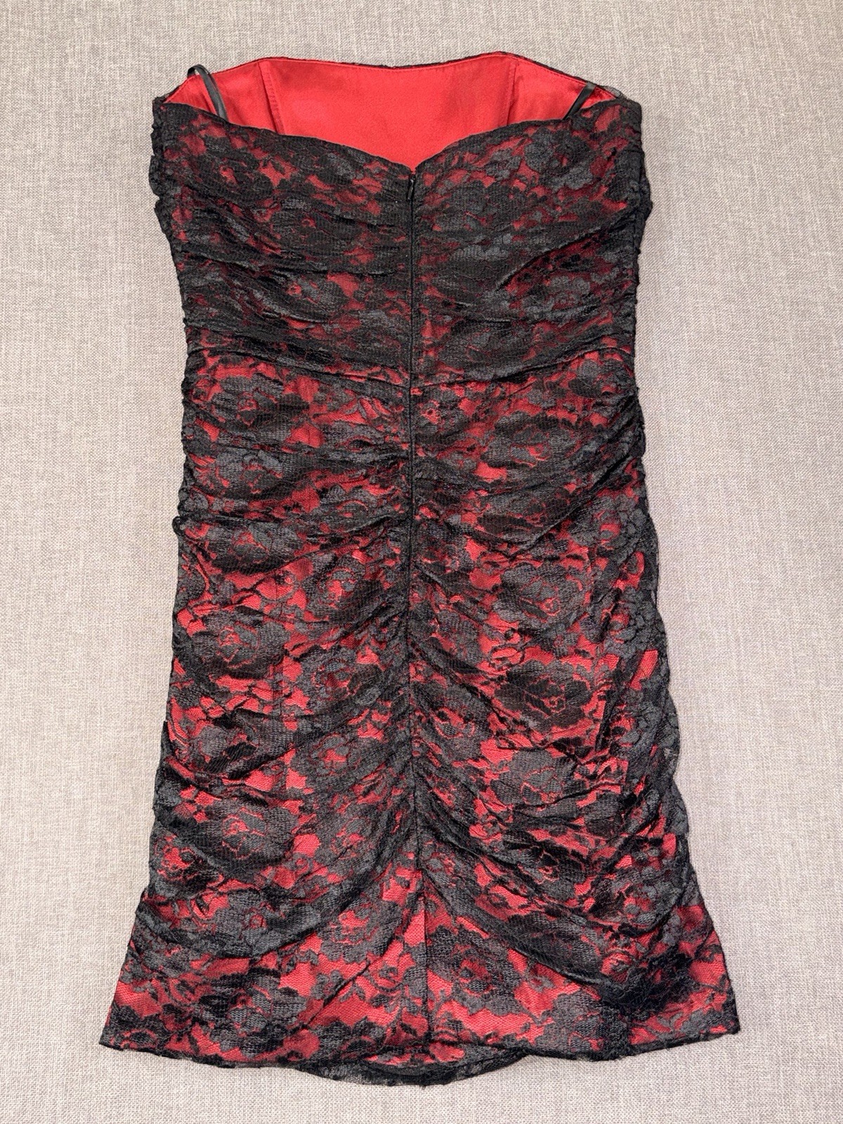 Maria Bianca Nero Vintage Red And Black Lace Dress Small Strapless Corset Size M