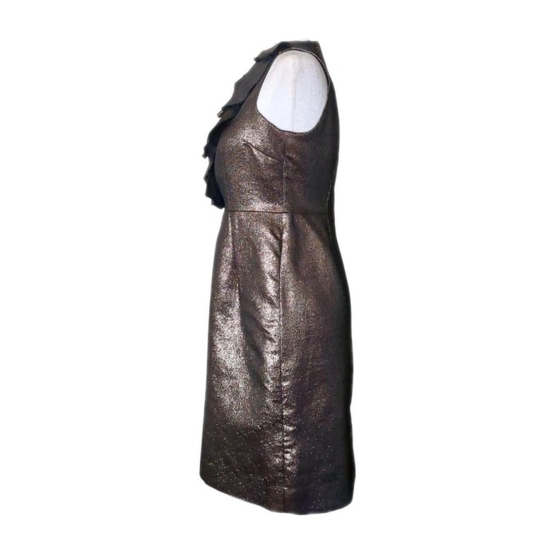 MAIN CHARACTER ENERGY ONLY 💅✨KATE SPADE Metallic Bronze Ruffle “Vannie” Dress 4