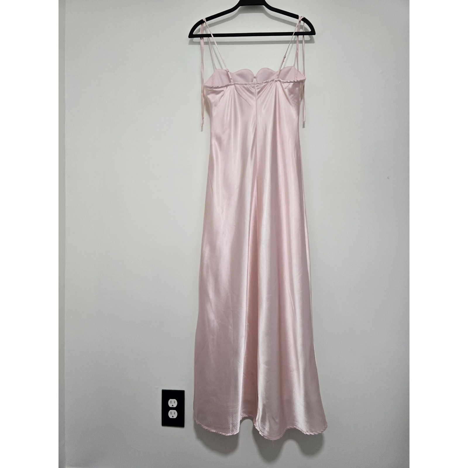 Thirty/Thirty LA Slip Dress Medium Pink Satin Bustier Maxi Tie Romantic Barbie