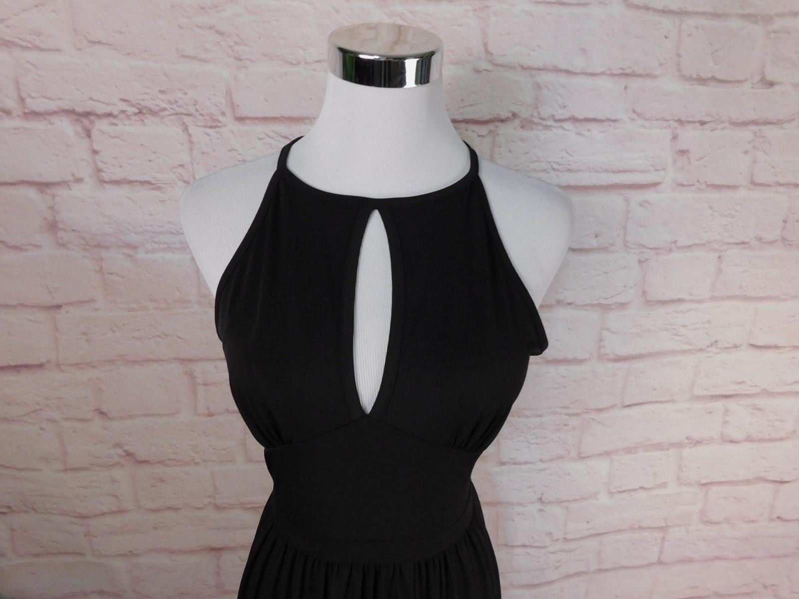MICHAEL Michael Kors Dress Womens XS Black Halter Keyhole Maxi Gown Formal Party