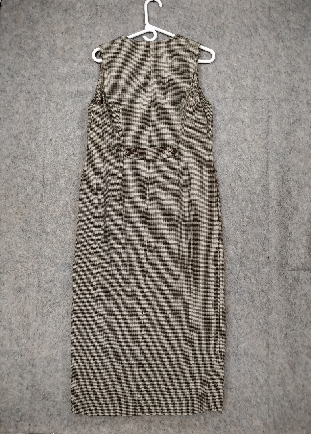 VTG Talbots Dress Sz 10 Houndstooth USA Wool Button Front Workwear Classic