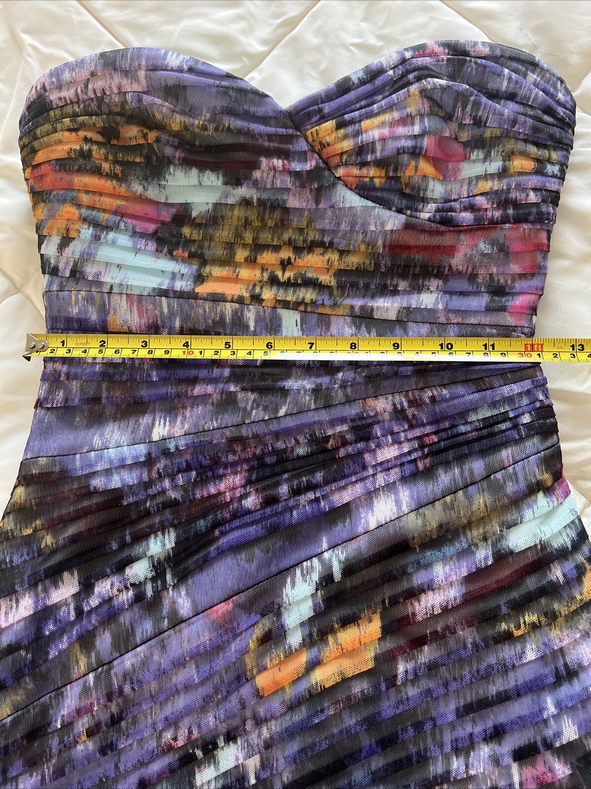 BCBG MAXAZRIA Kameron Strapless Pleated Cocktail Mini Dress In Purple Blue Siz 0