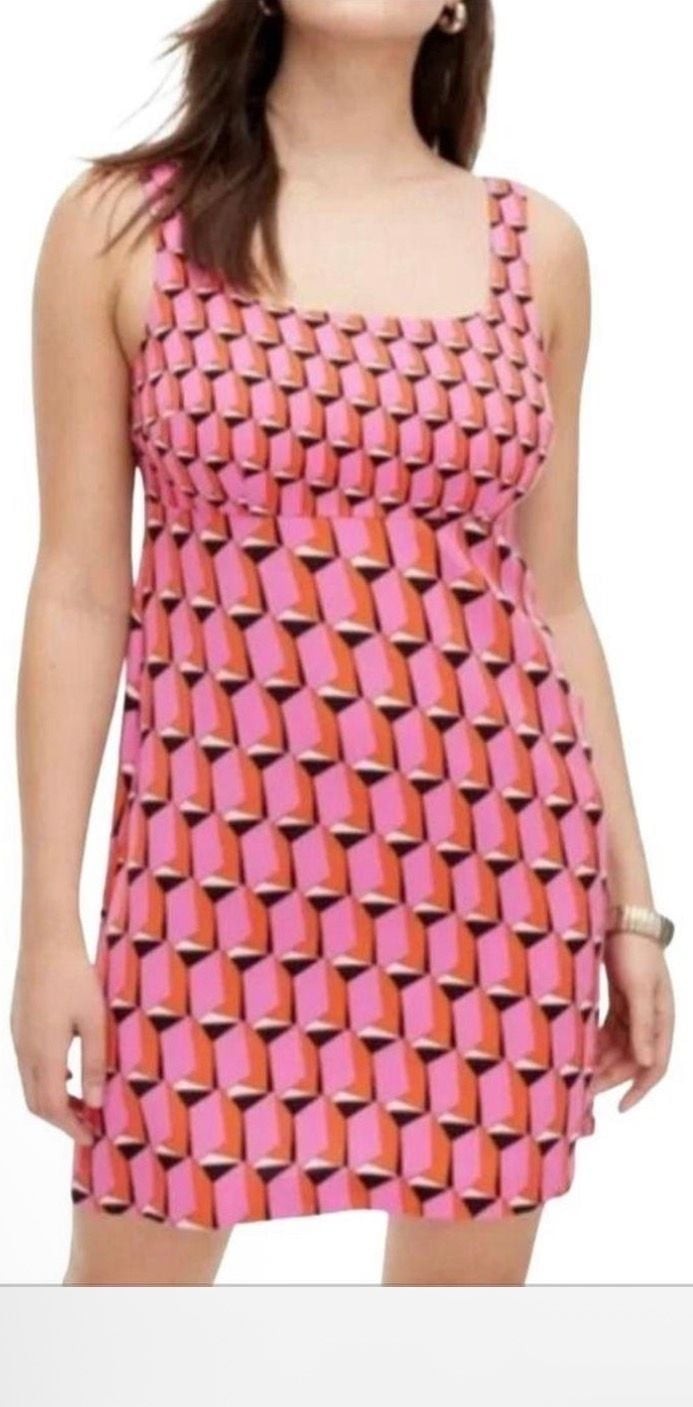 Diane von Furstenberg x Target 90’s Shift Pink Martini Geo Mini Dress Size 10