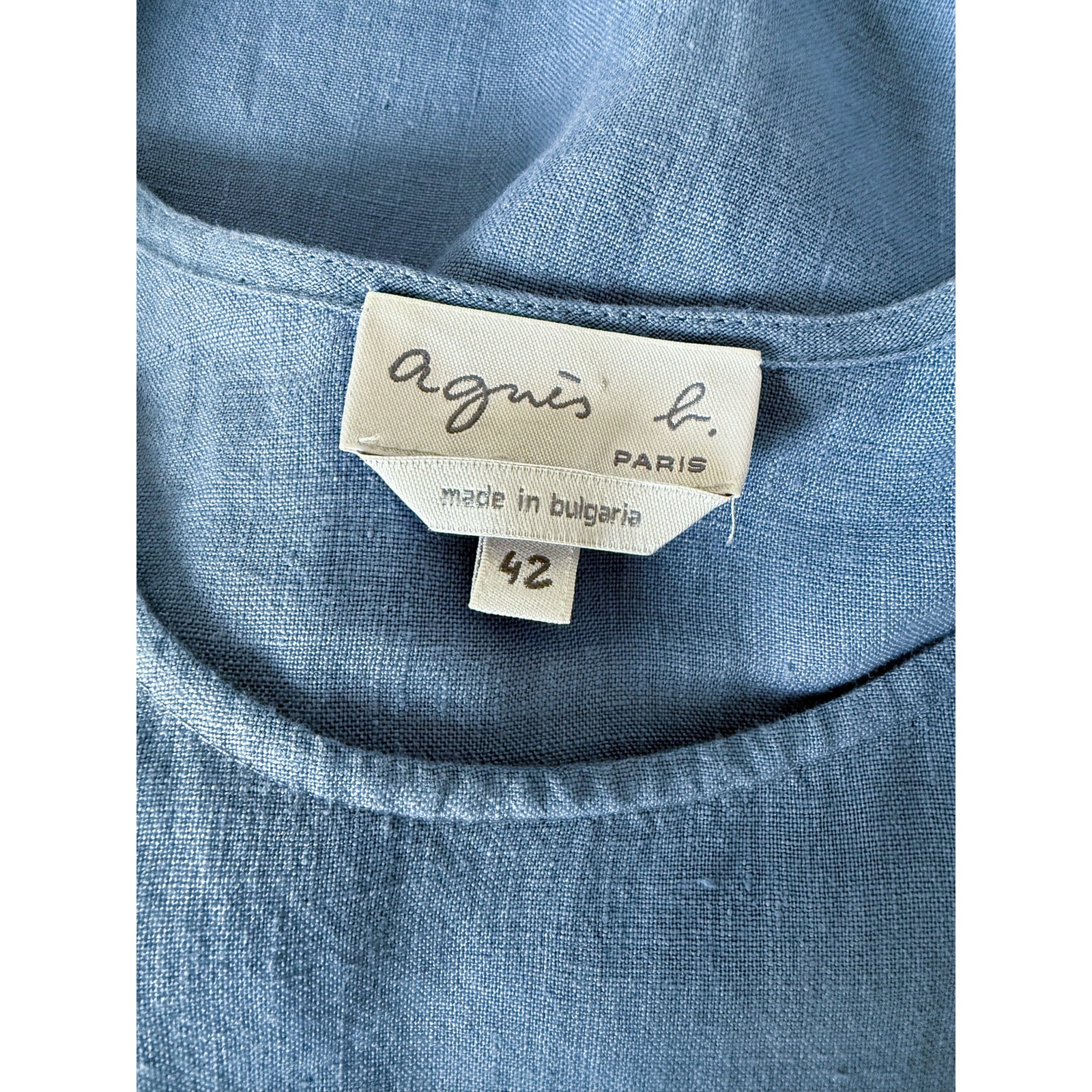 Agnes B Linen Short Sleeve Caftan Dress in Sky Blue Size 42/ US 10