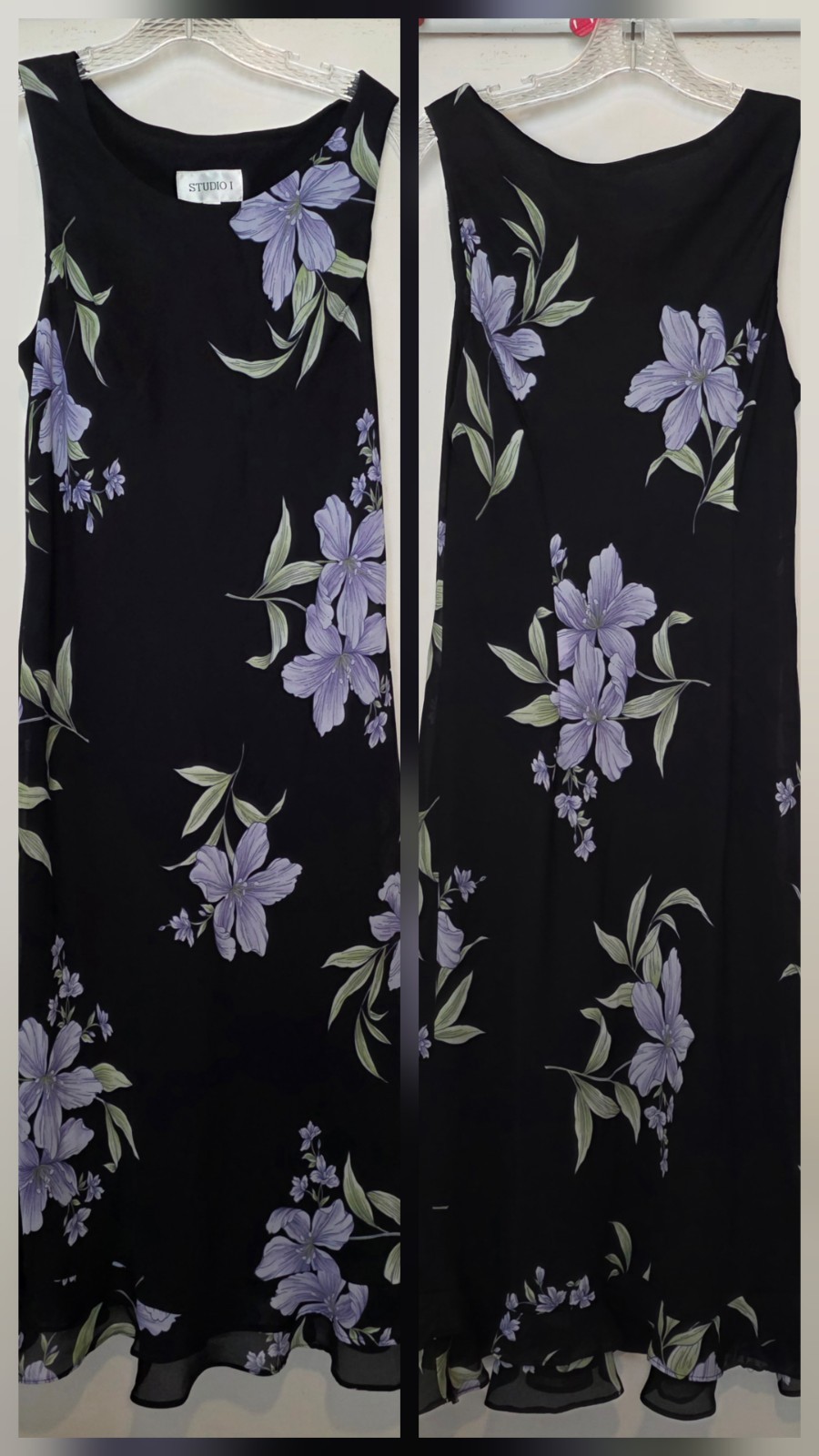 Vintage Slip Dress 12 Floral Maxi Navy Blue Daisy Layered sundress