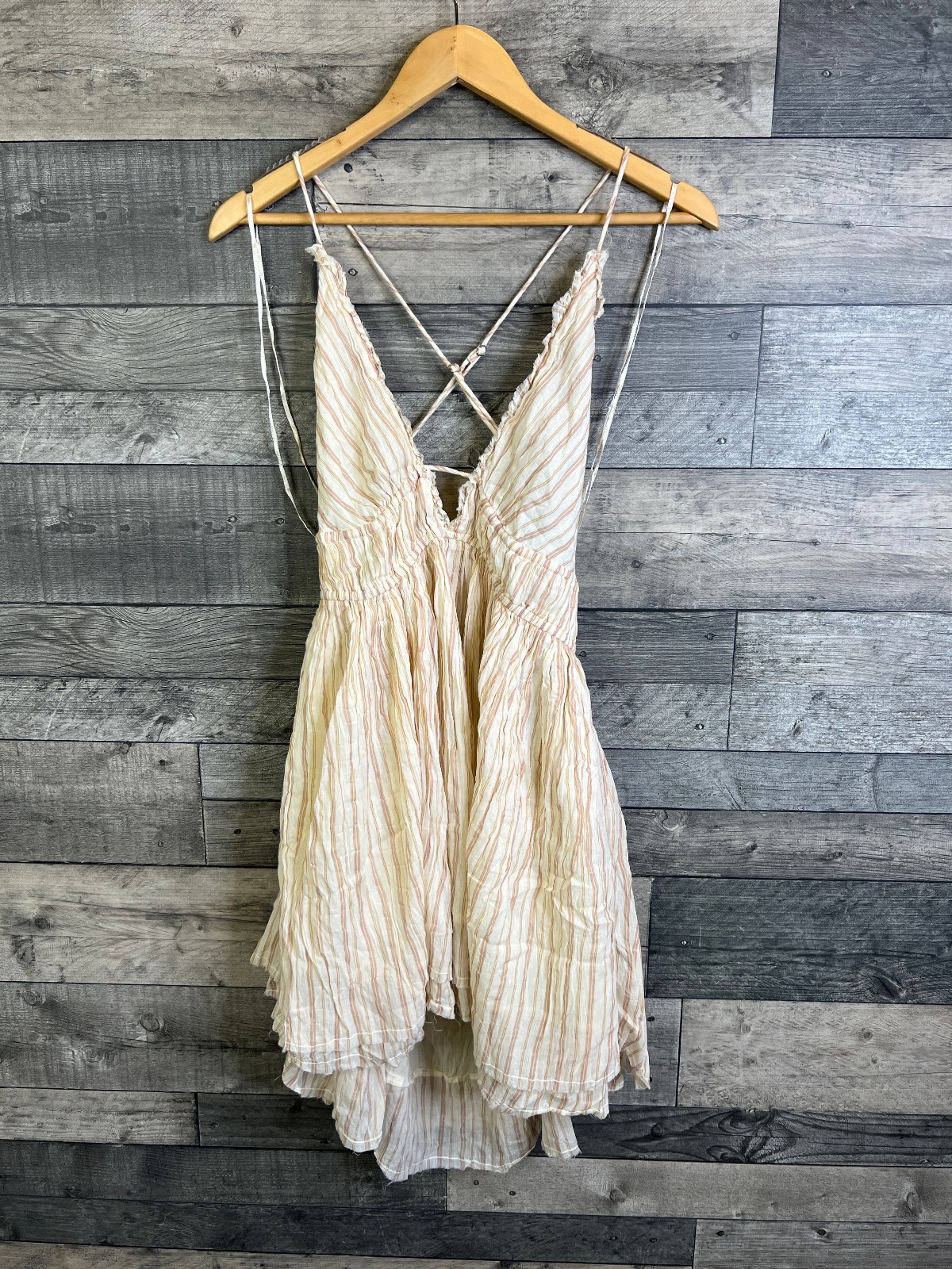 Kimchi Blue Urban Outfitters Mini Dress Size XL White Beige Mia Stripe Babydoll