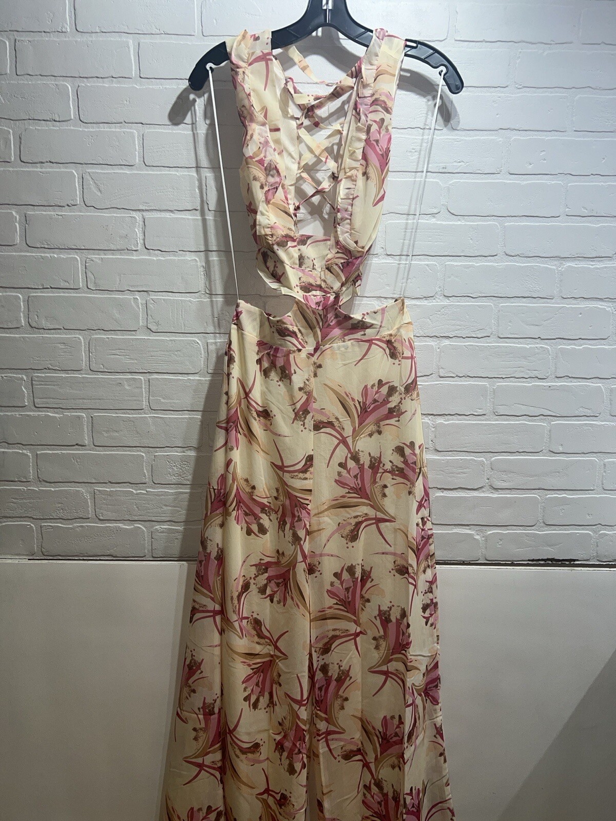 NEW! chicways Sleeveless Pink & Green Apricot Dress Size SMALL – beautiful