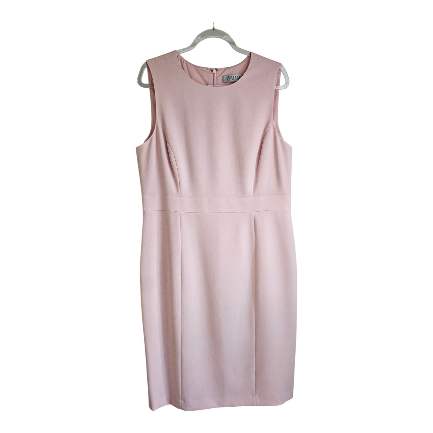 Kasper Dress Size 14 Sheath Sleeveless Pink Lined Back Zip Career