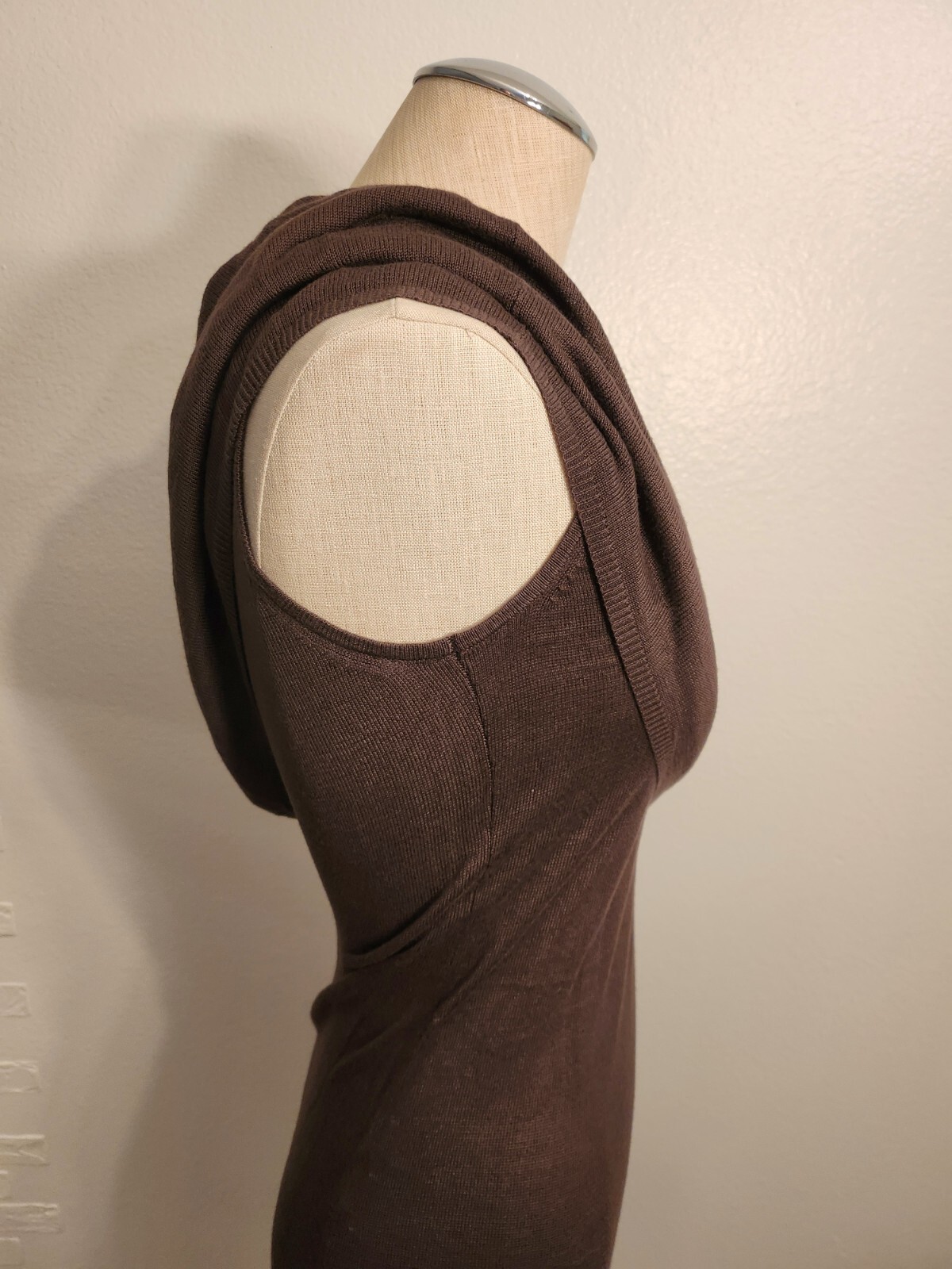 Vertigo Paris Brown Knit Sleeveless Cowl Neck Dress Size Xs