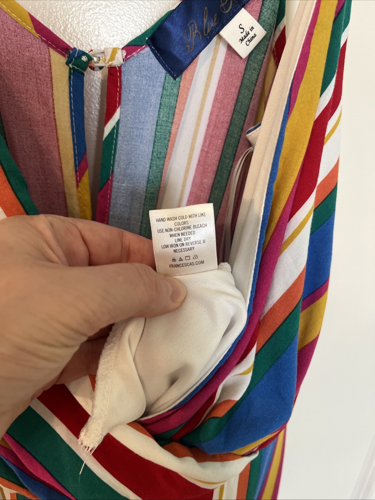 Blue Rain Rainbow Striped Cami Wrap Midi Dress Small Multi-Color Summer Sundress
