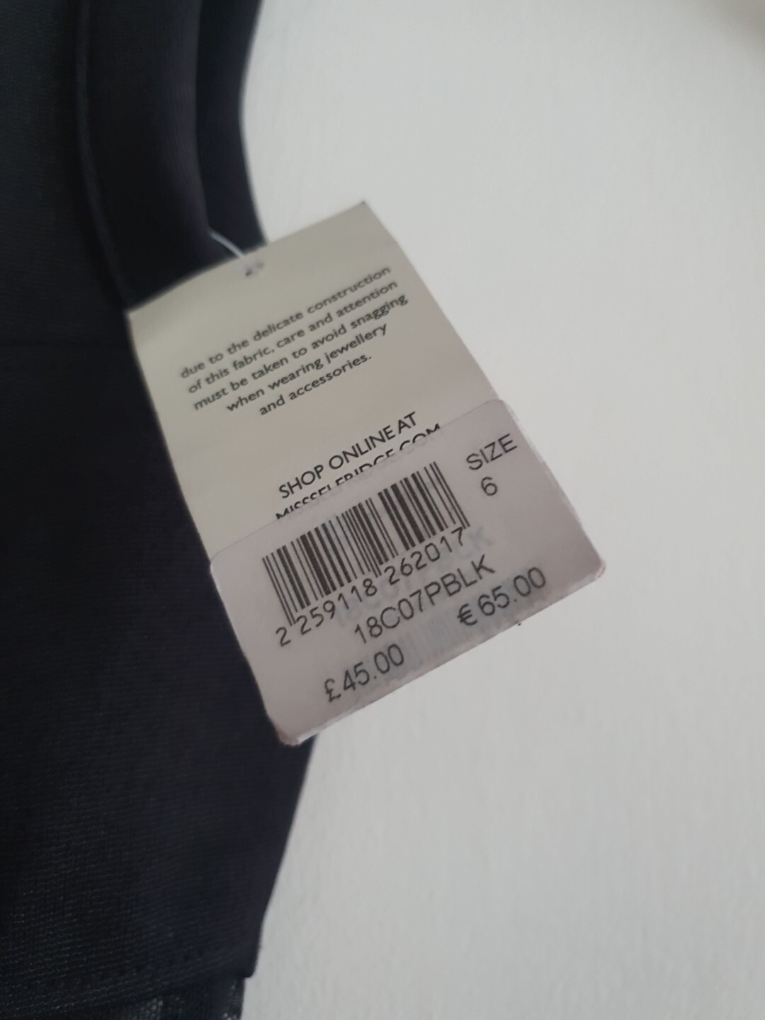 Miss Selfridge Black Bodycon Dress Size 6 £45